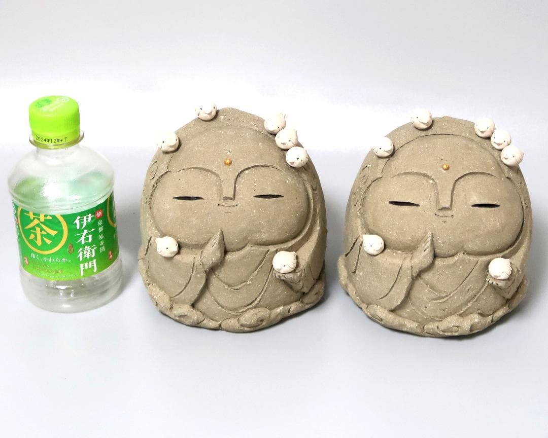 【陶器のお地蔵さま 2体】 お地蔵様 地蔵 陶器 陶製 置物 フィギュア 人形