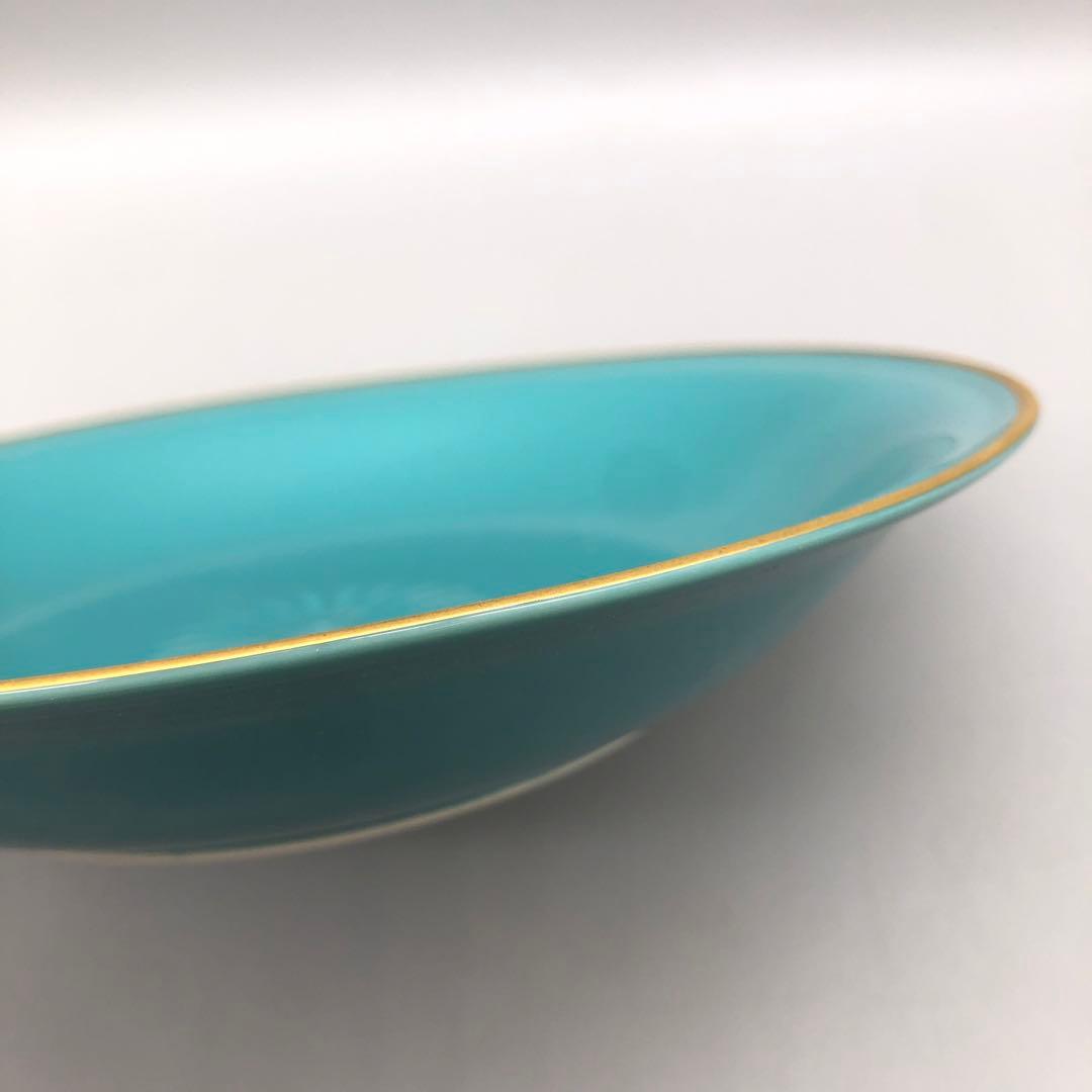 新品未使用美濃焼幸泉窯菊紋金彩エメラルドグリーン皿19.5cmプレート5枚