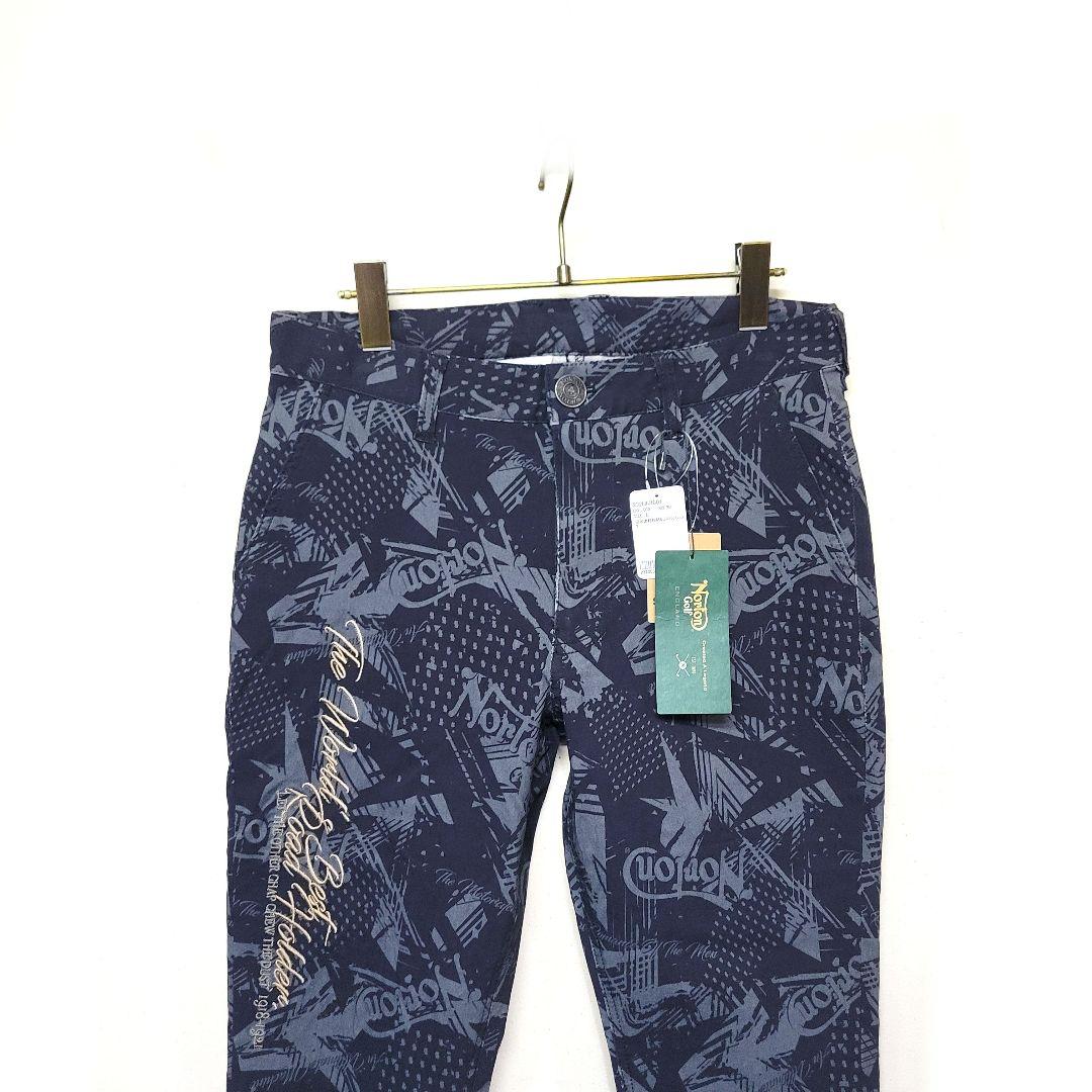 【新品】Norton Golf 吸水速乾 総柄 刺繍入り ストレッチ パンツ L