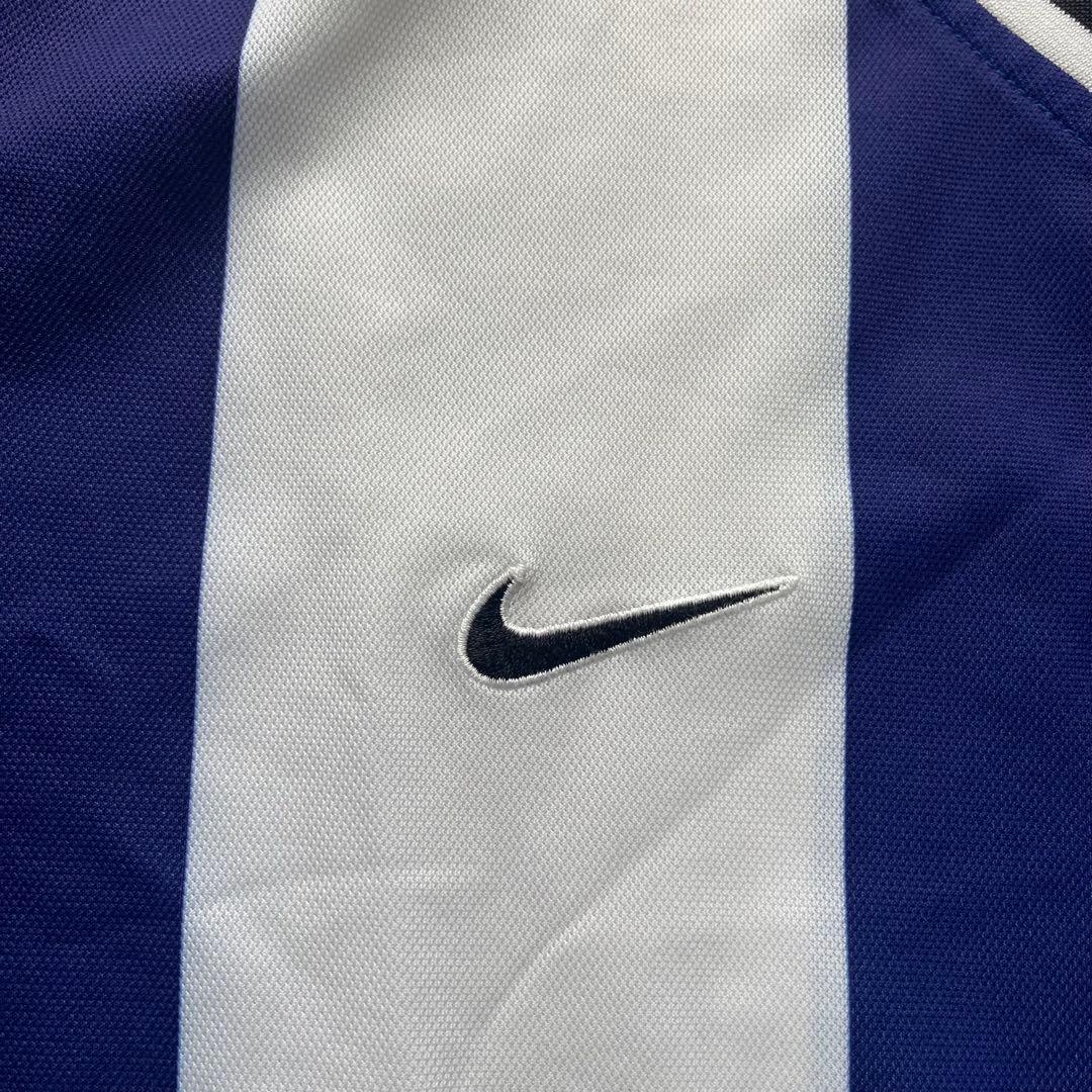00s NIKE ゲームシャツ 長袖 L 白青 サッカー ナイキ