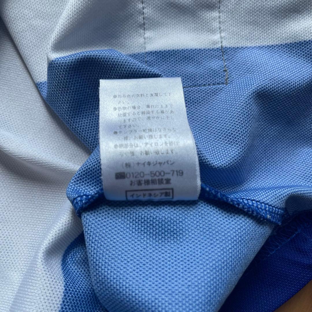 00s NIKE ゲームシャツ 長袖 L 白青 サッカー ナイキ