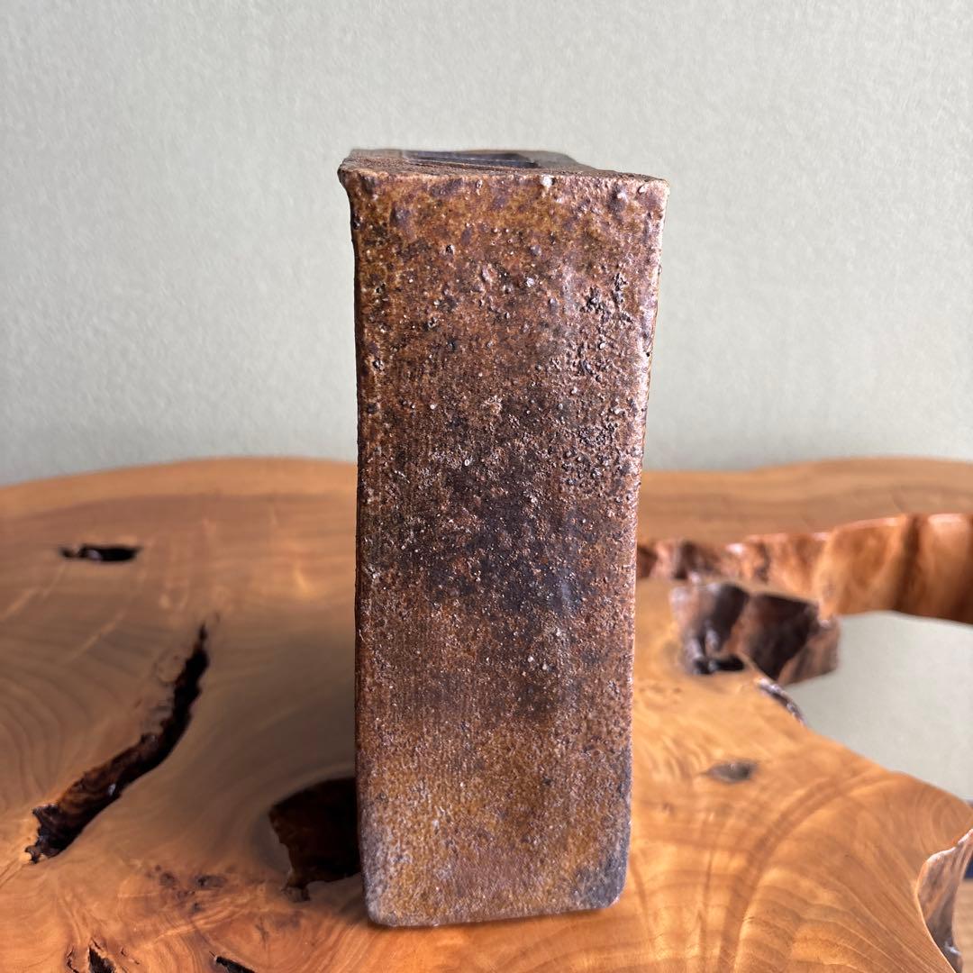 備前焼 松本頼明造 花生 花入 共箱 花瓶 高さ20.5cm