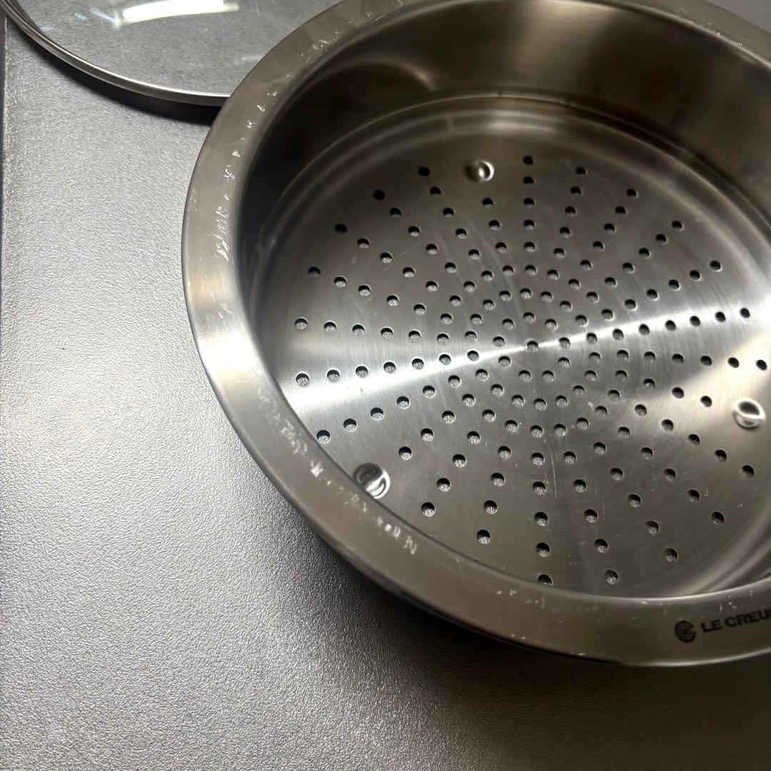 LE CREUSET ステンレス 蒸し器 スチーマー 直径22cm ガラスフタ付