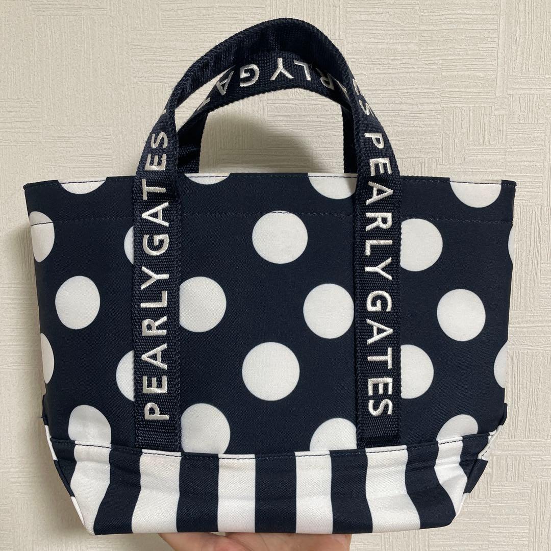 PEARLYGATES カートバック ラウンド ドット ストライプ　白　紺