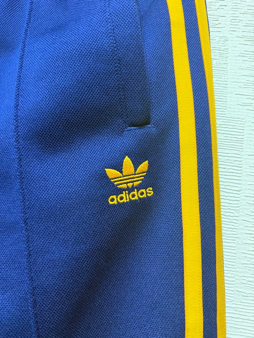 adidasトラックパンツ ネイビー×イエロー Sサイズ