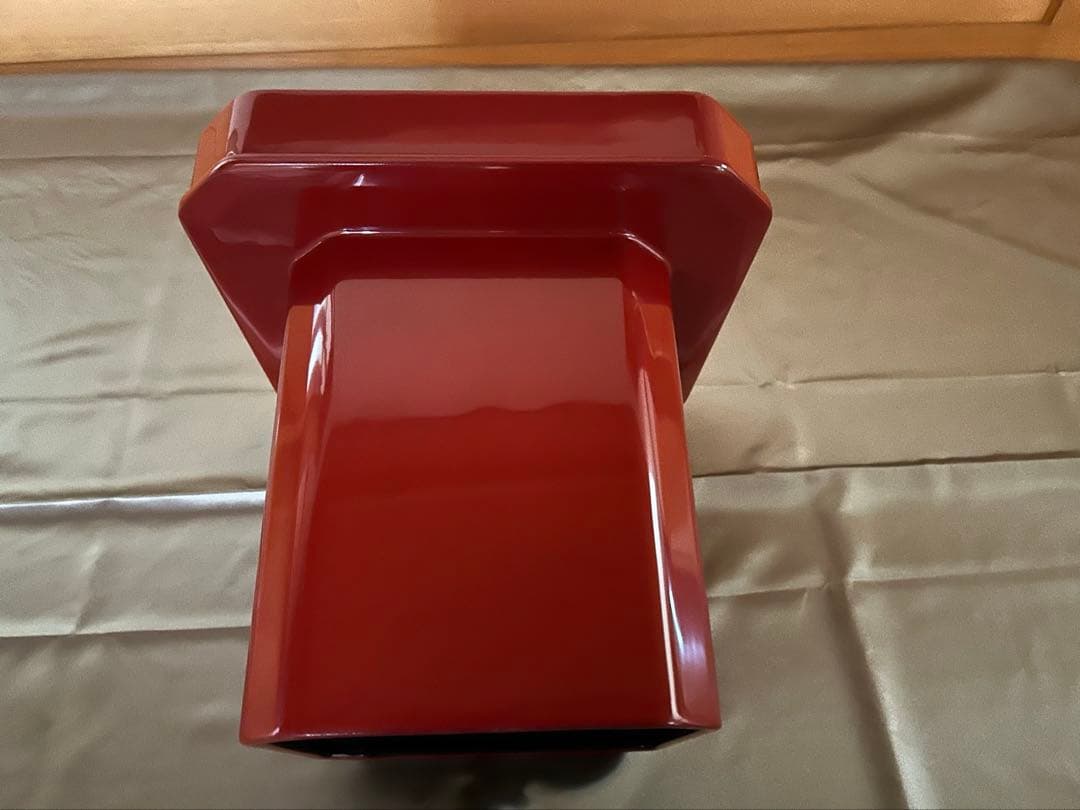 川連漆器の朱　8寸三宝
