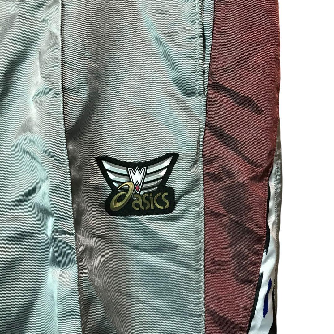 90s アシックス　ウィンドブレーカー　上下セットアップ　ワッペンロゴ　日本製