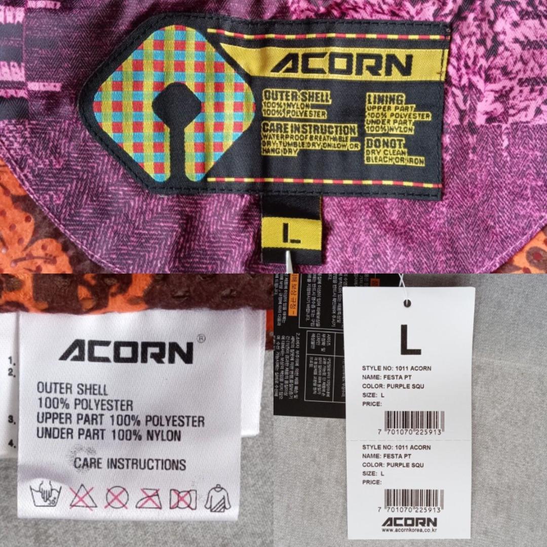 《タグ付★》ACORN スノーボードパンツ L パープル 総柄　エイコーン