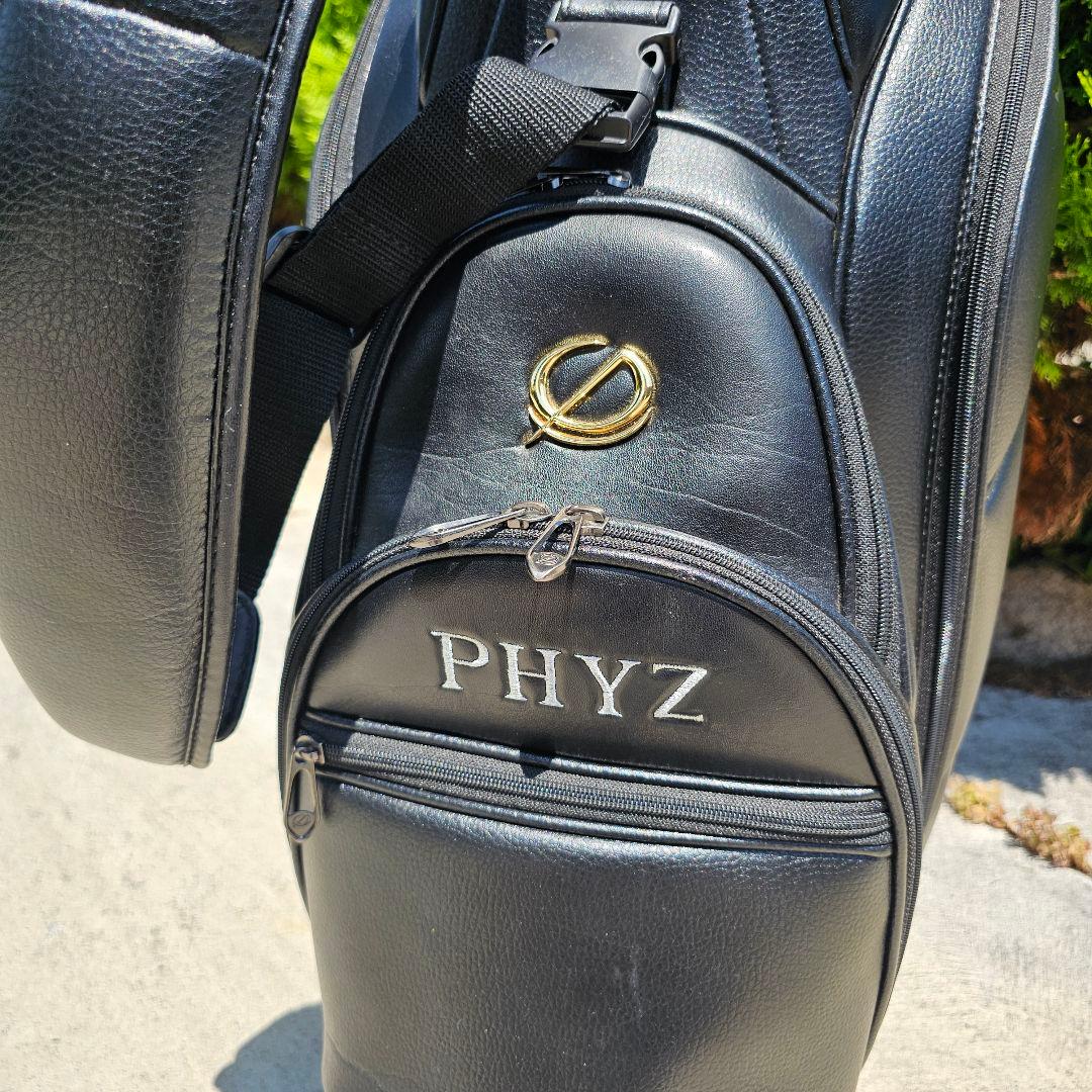 【PHYZ】人気軽量モデル PUレザー ロゴネーム キャディバッグ 黒