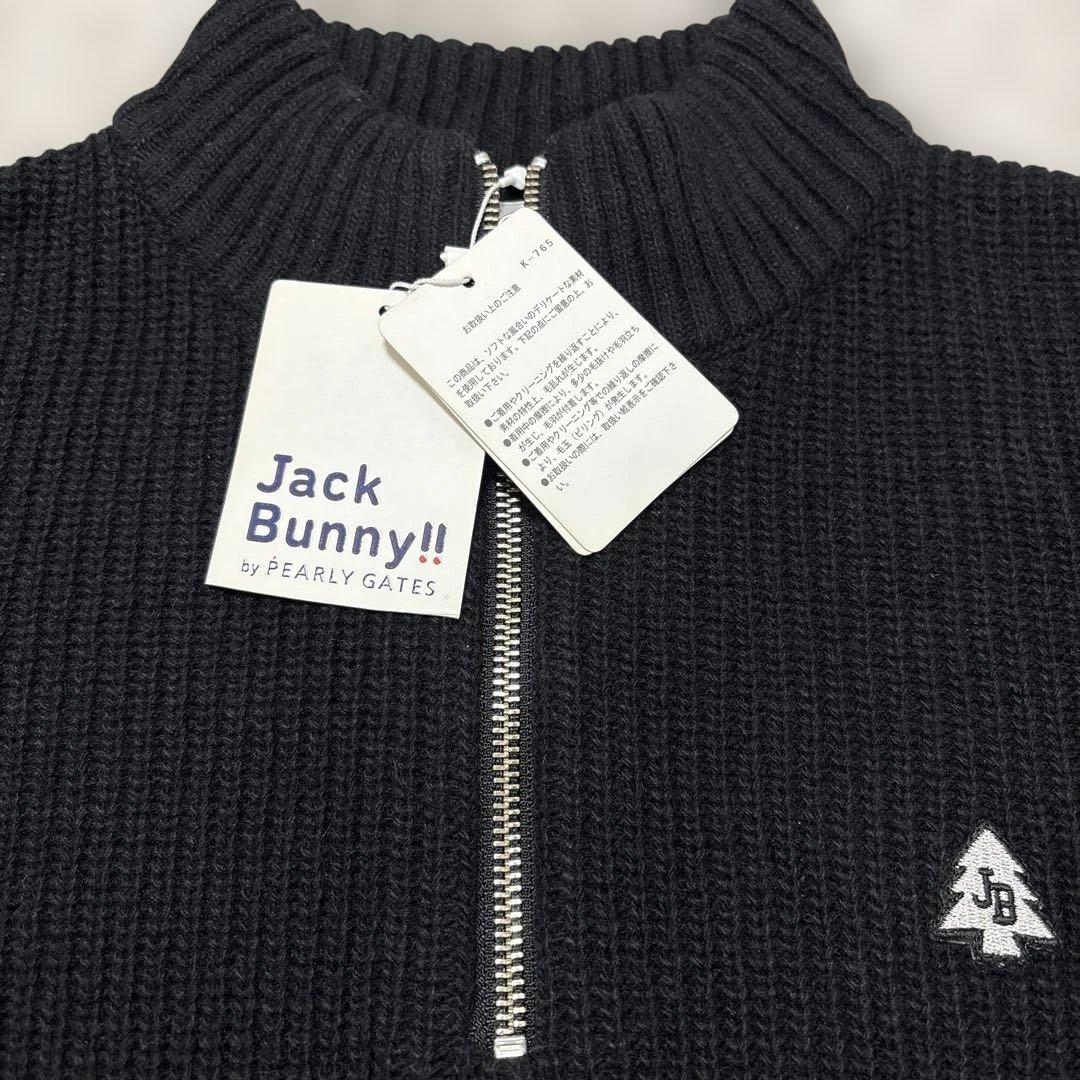 ジャックバニーbyパーリーゲイツ　ハーフジップ　ゴルフセーター　黒　レディース