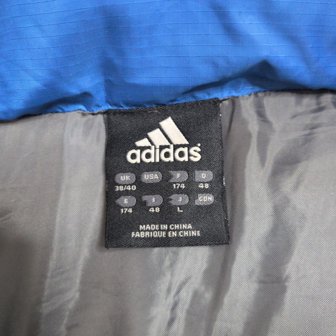 美品 adidas アディダス ダウン ベンチコート　ロング ブルー Lサイズ