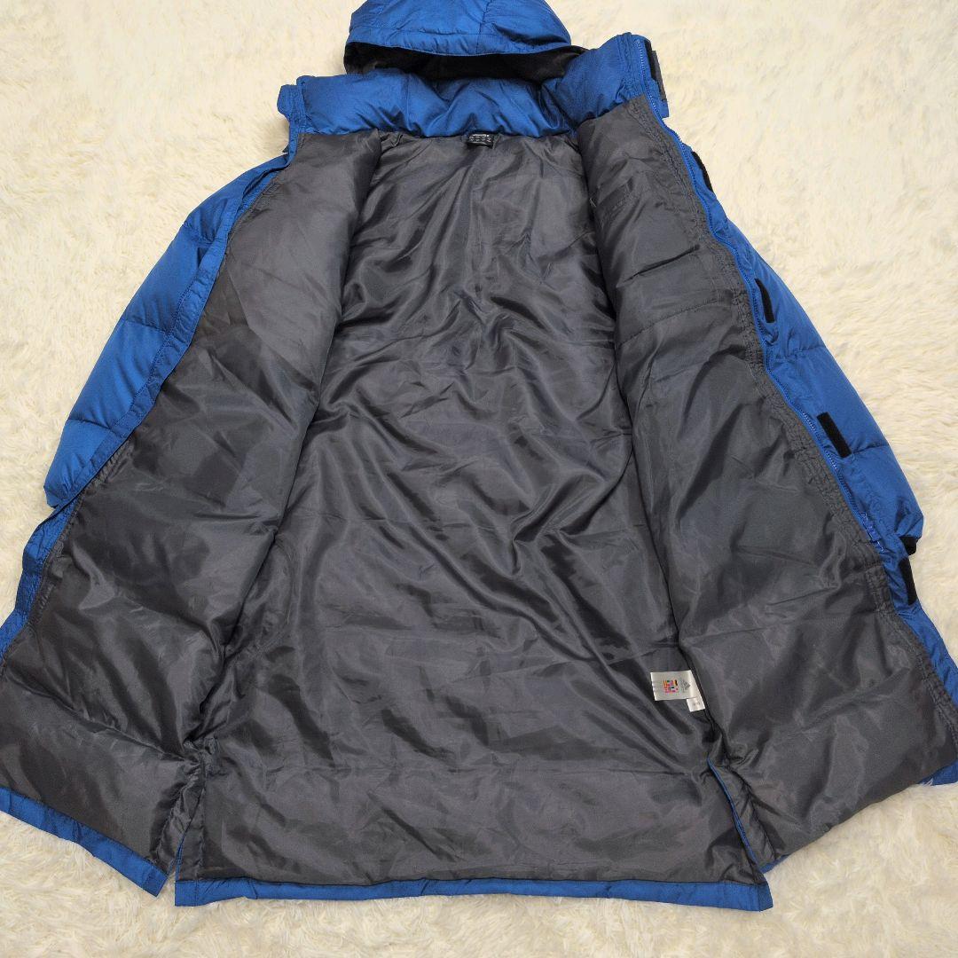 美品 adidas アディダス ダウン ベンチコート　ロング ブルー Lサイズ