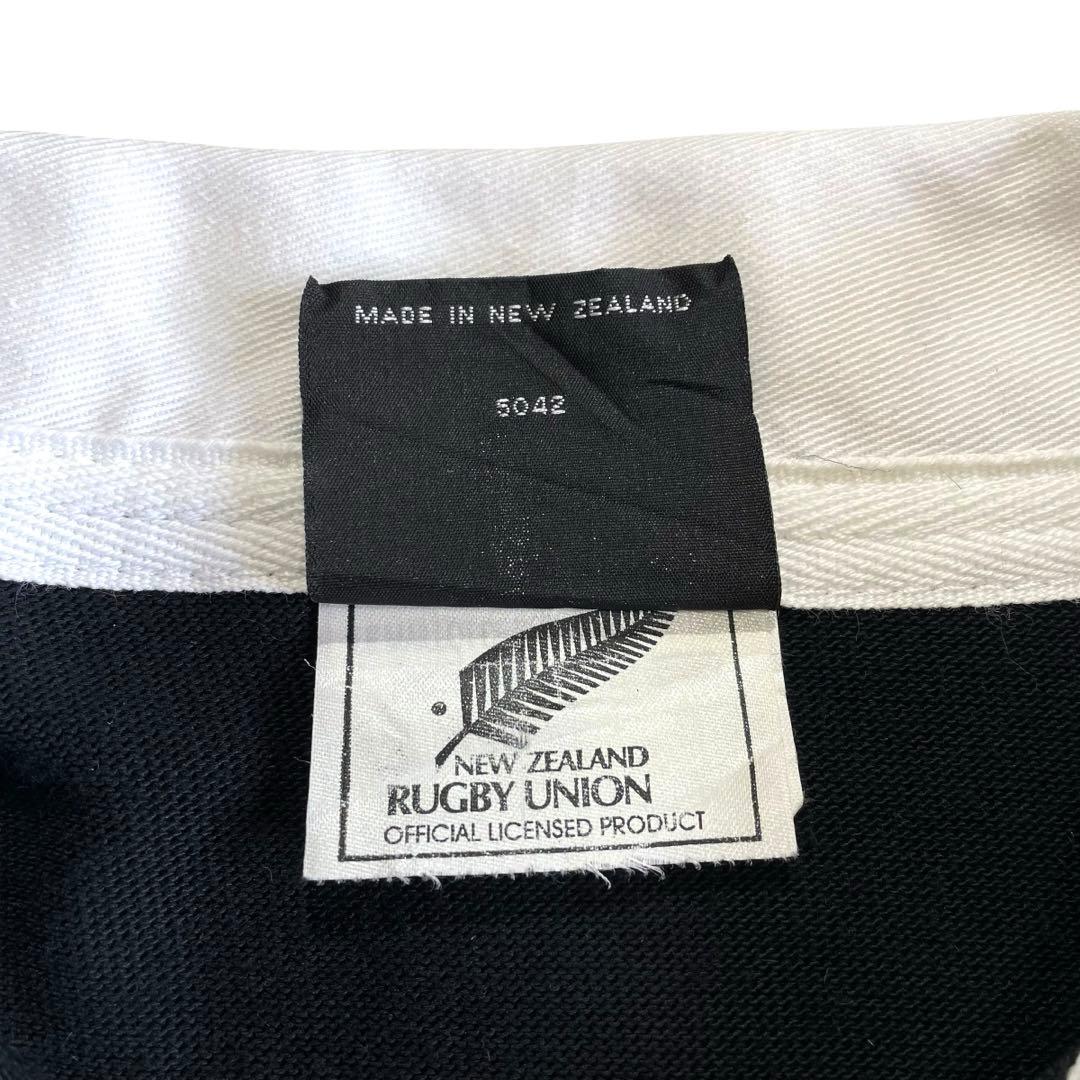 90s CANTERBURY ALL BLACKS ラガーシャツ 黒 白 刺繍