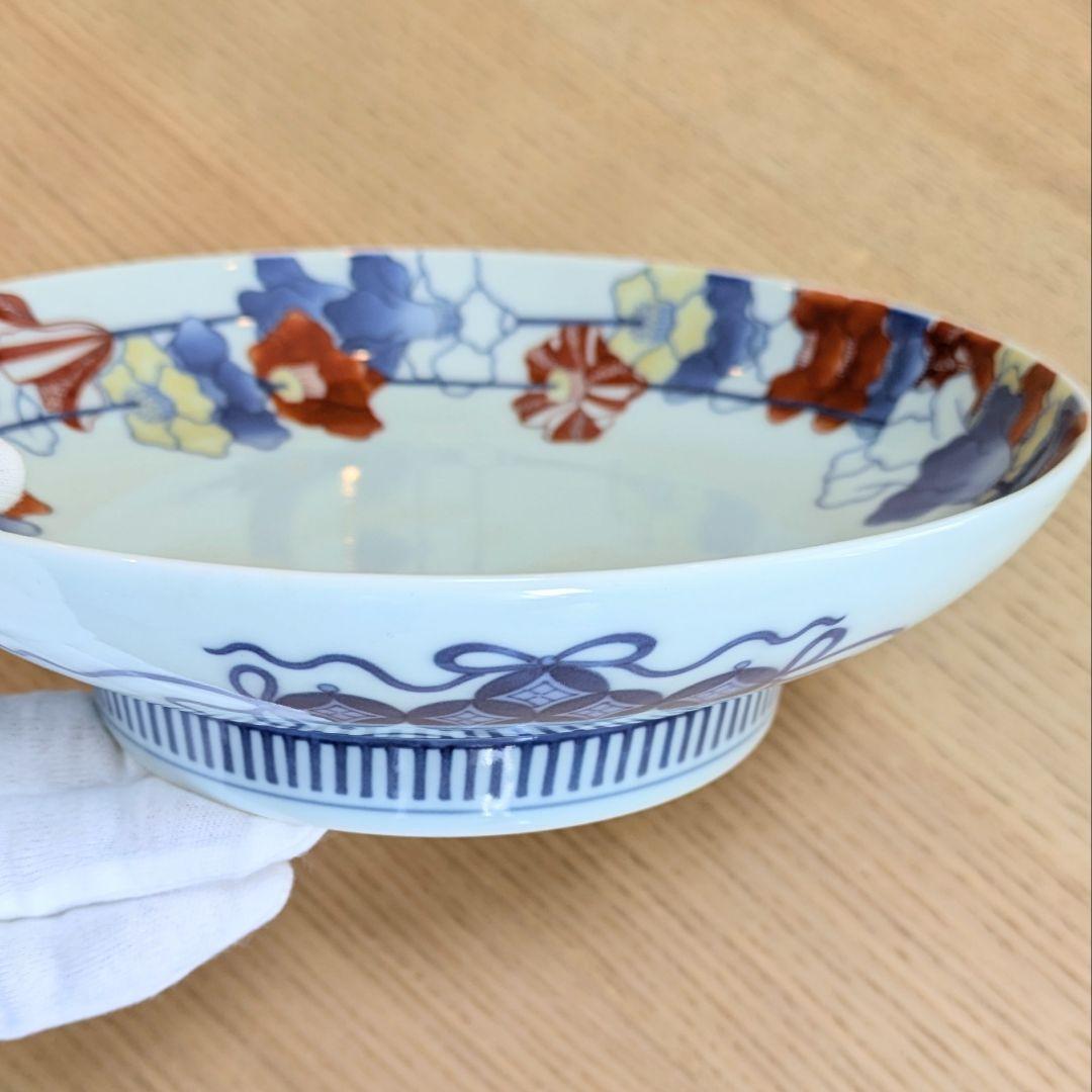 鍋島色絵椿繋文七寸皿　佐賀県　旧家　蔵出し品