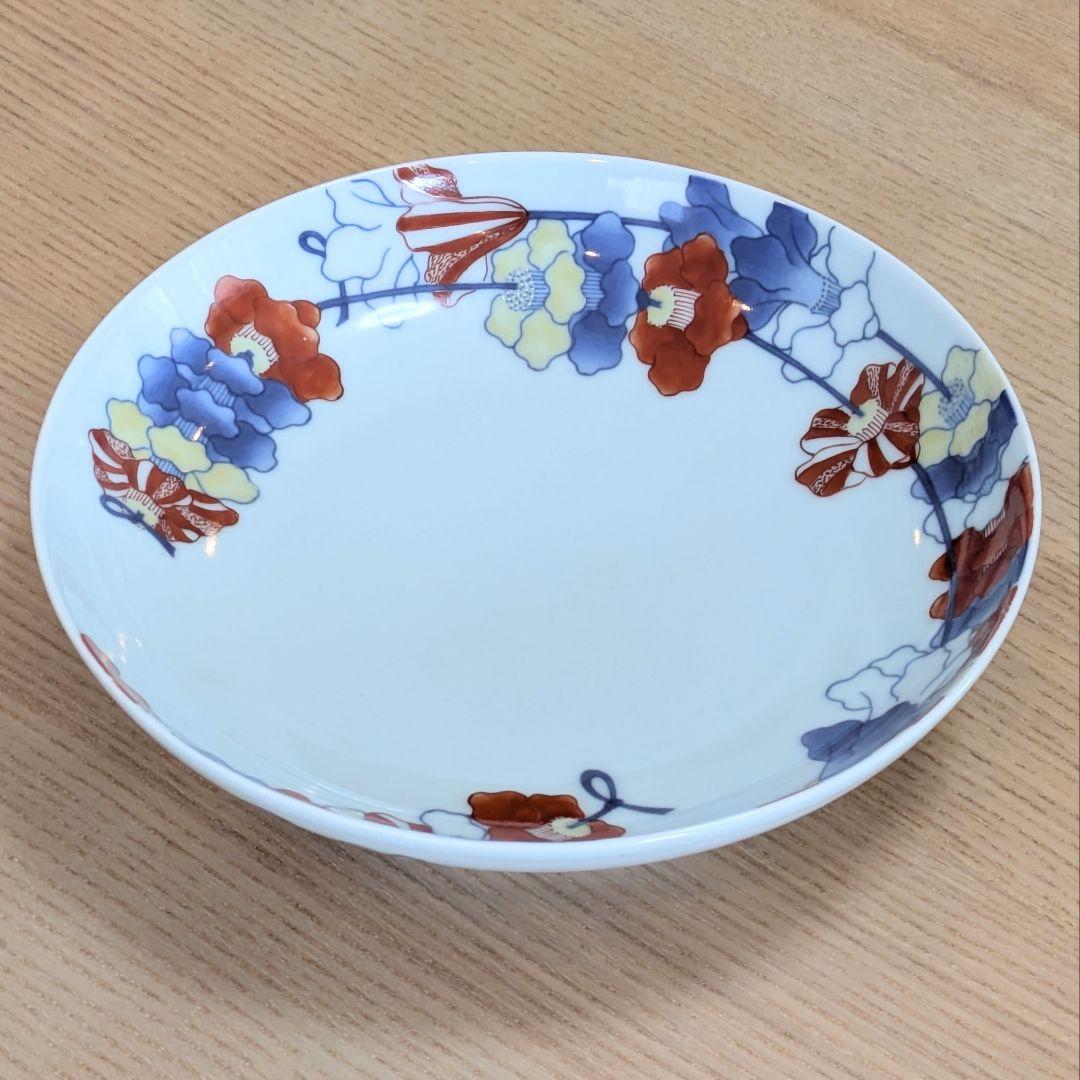 鍋島色絵椿繋文七寸皿　佐賀県　旧家　蔵出し品