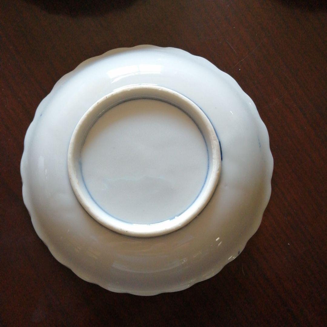 伊万里　染付輪花縁唐子紋小皿　15枚　13cm　明治～大正期