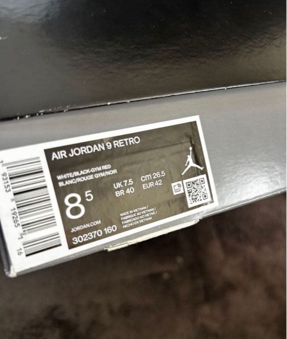 シューズ(男性用) AIR JORDAN9 RETRO WHITE 26.5cm