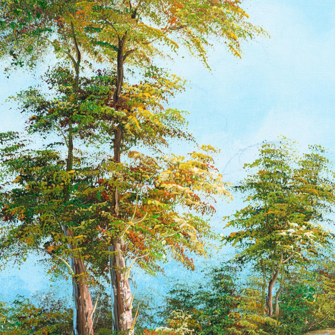 油絵　20号　バルビゾンの風景　豪華額縁付　肉筆　外寸約872mm×648mm
