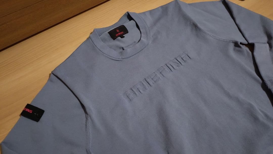 美品■BRIEFING ニット CREW NECK KNIT/L/グレー