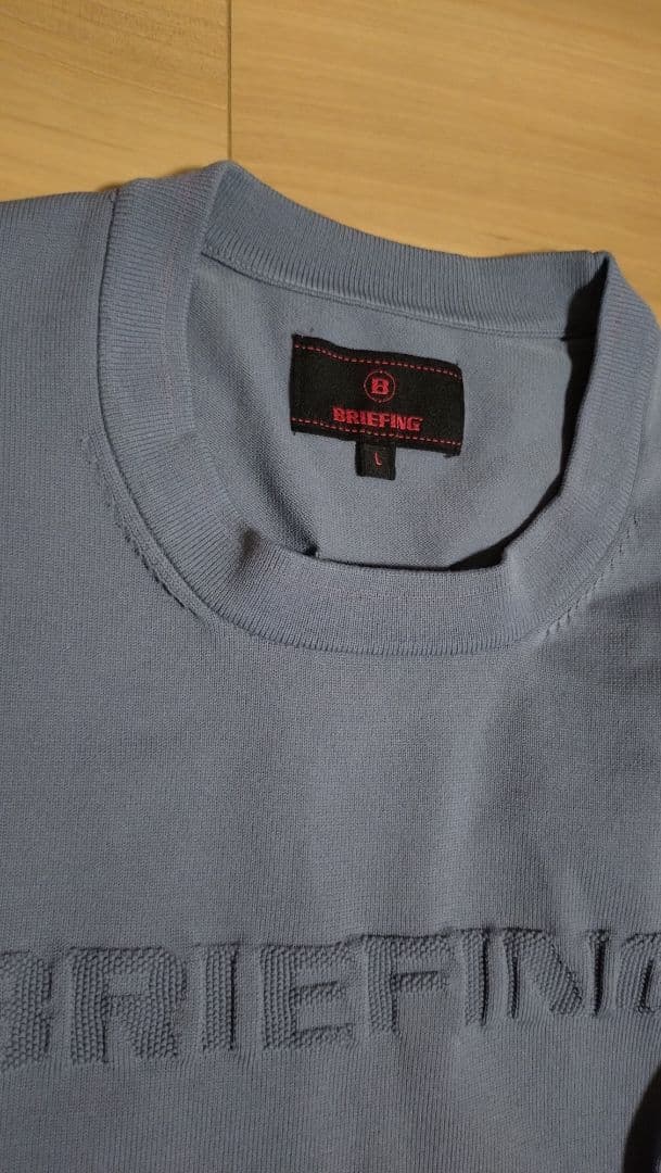 美品■BRIEFING ニット CREW NECK KNIT/L/グレー