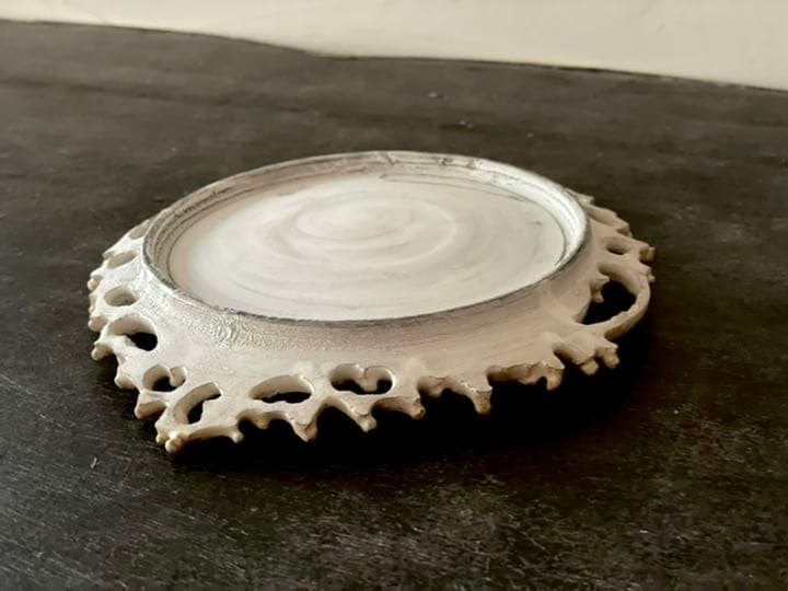 A ひし形 銀彩 イッチン 入手困難 陶芸家 伊藤剛俊 陶器 アートプレート13
