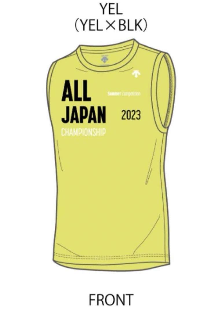 デサント インターハイ バレーボール ノースリーブ Tシャツ イエロー L