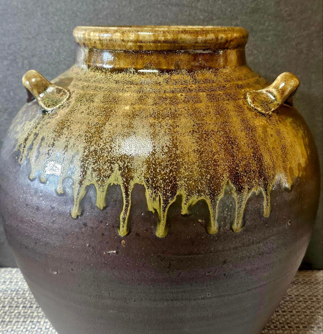 備前焼　井藤甫 造　備前　三耳壺　花入れ 花生け　オブジェ　高さ 約21.5cm