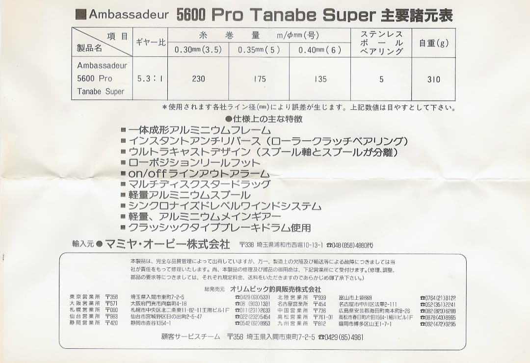 AbuGarcia ambassadeur 田辺モデル SUPER5600PRO