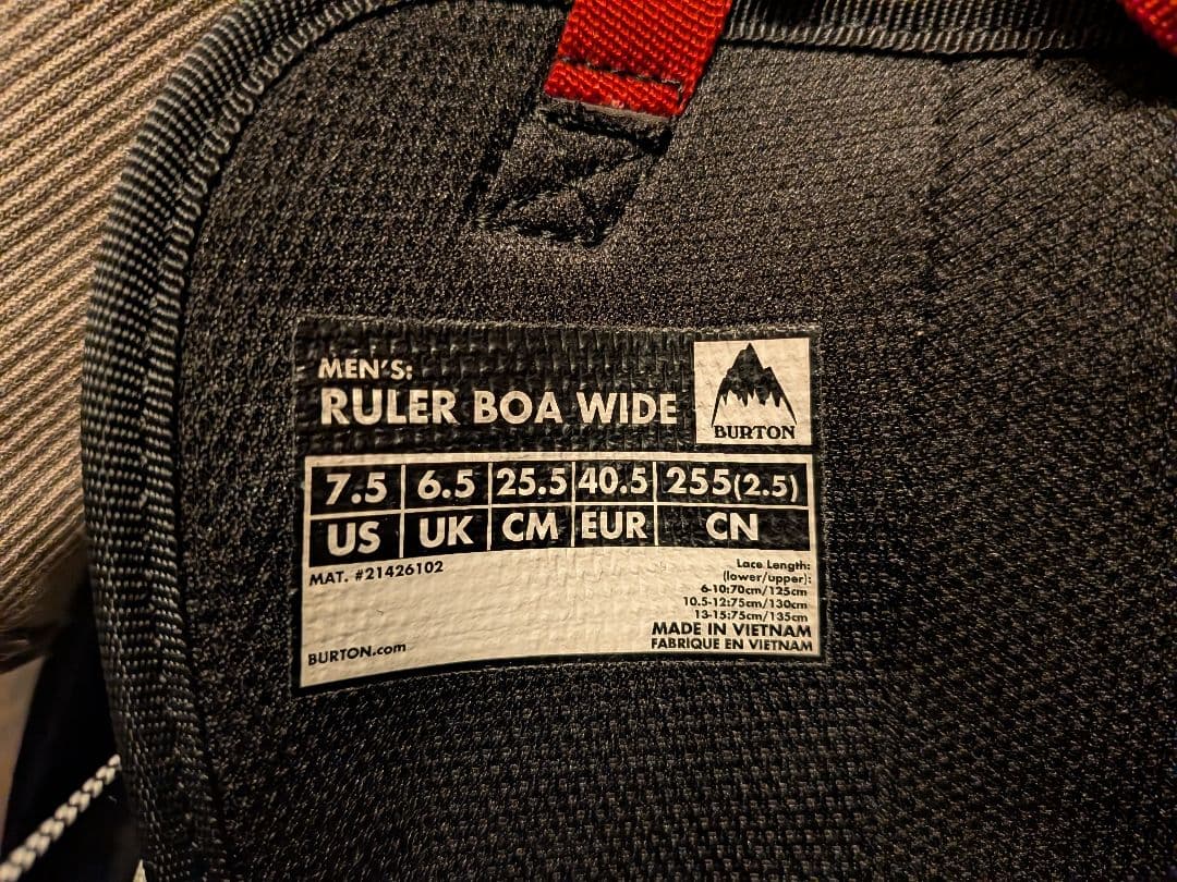 スノーボード BURTON RULER BOA WIDE 25.5cm