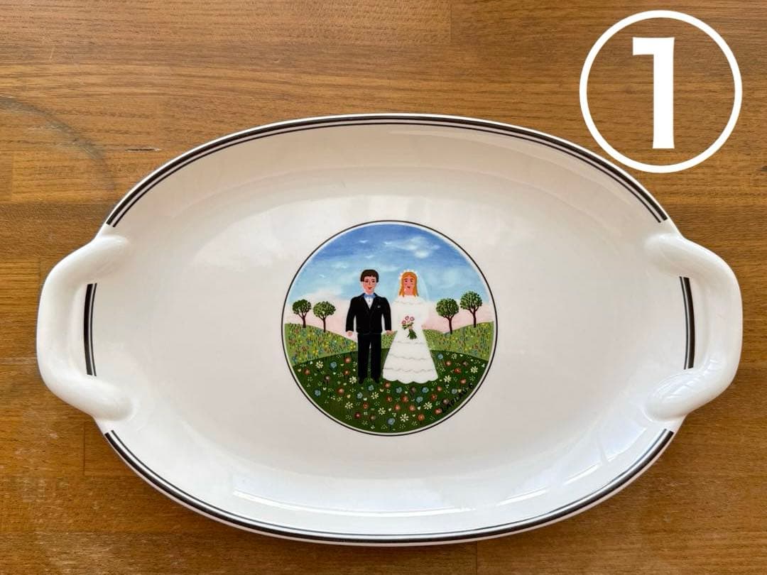 Volleroy&Boch 結婚式と農村風景の皿2枚セット