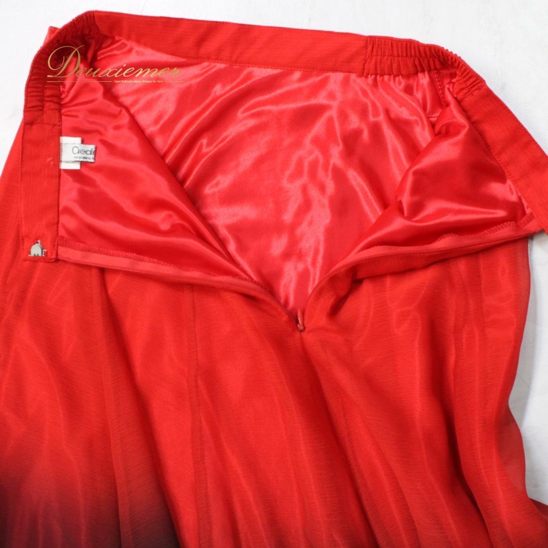 【美品 社交ダンス衣装】レッド create-sun スカート 赤 ブラック 黒
