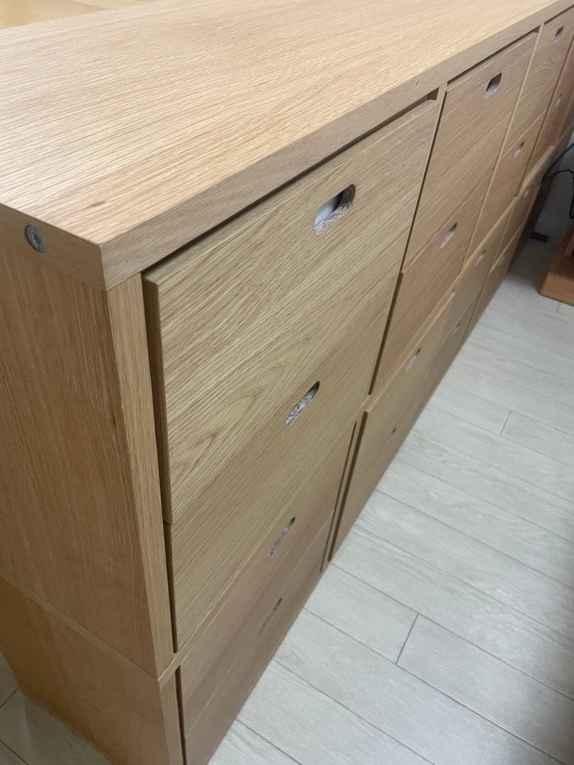 無印良品　スタッキングシェルフセット５段×２列オーク材　チェスト引出し２段付き