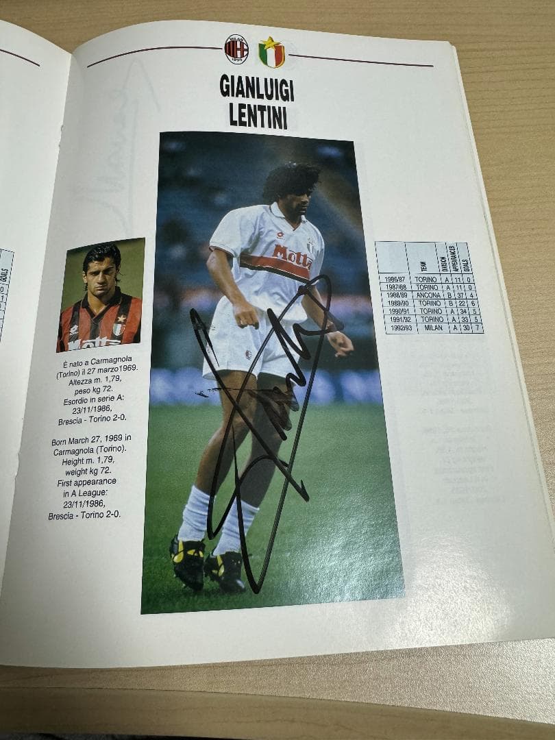 直筆サイン入り 1993 AC MILAN オフィシャルガイドブック