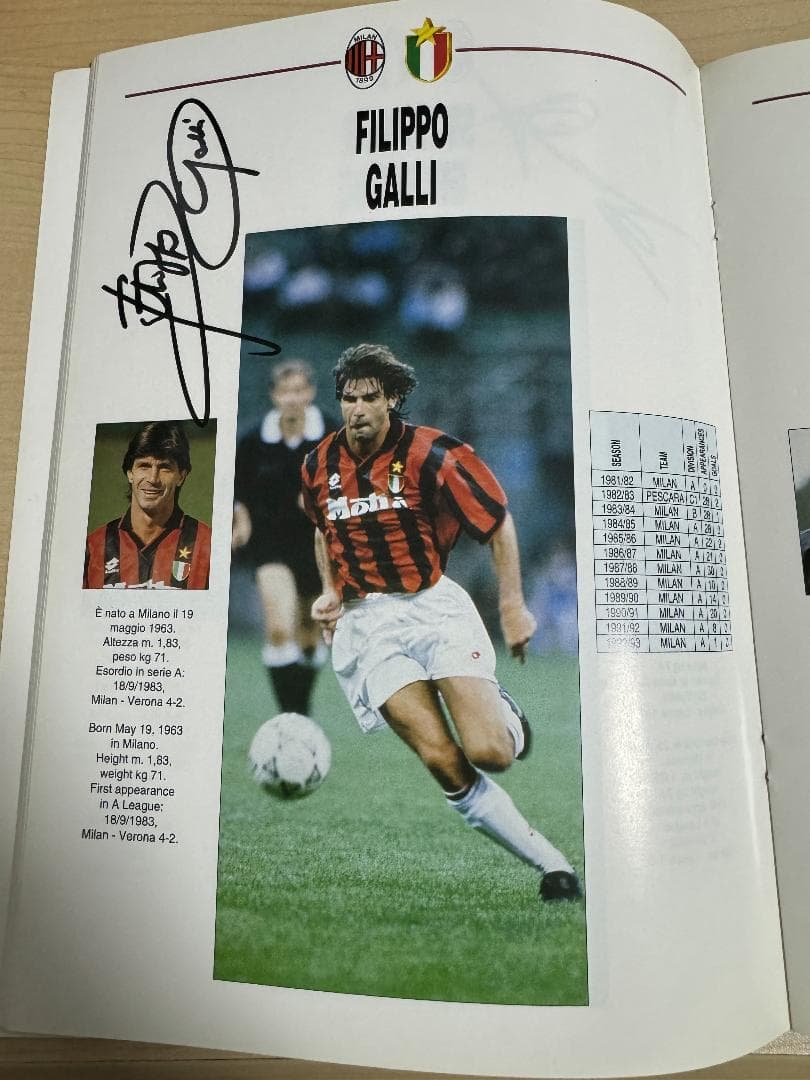 直筆サイン入り 1993 AC MILAN オフィシャルガイドブック