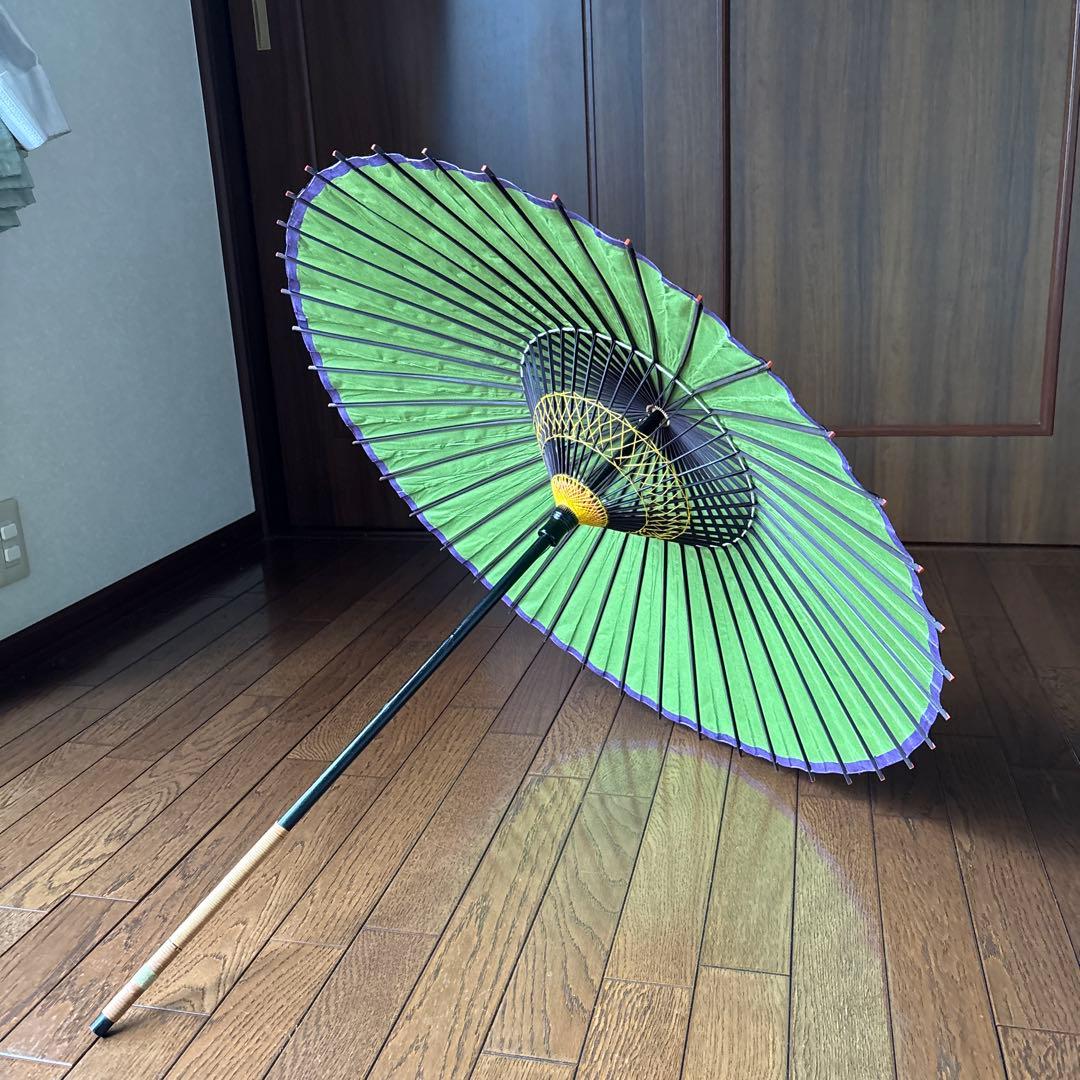 高級和風緑紫傘 大きめ
