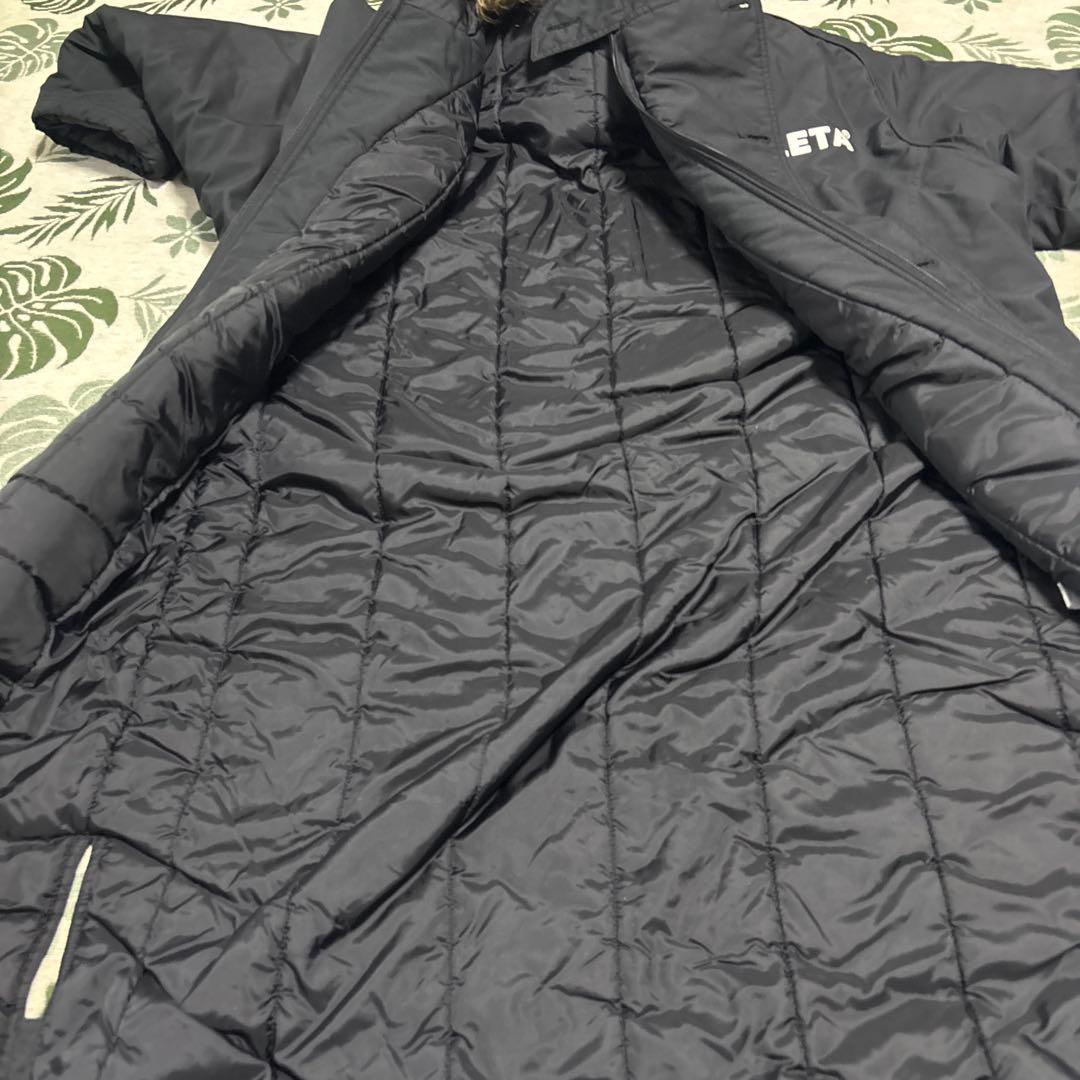 アスレタ☆ロング ベンチコート ☆着脱ファー ☆黒 F メンズ ATHLETA