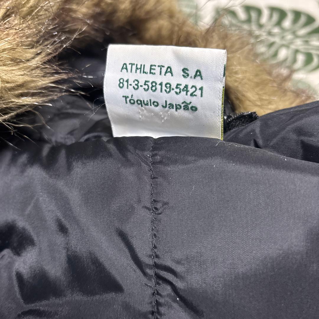 アスレタ☆ロング ベンチコート ☆着脱ファー ☆黒 F メンズ ATHLETA