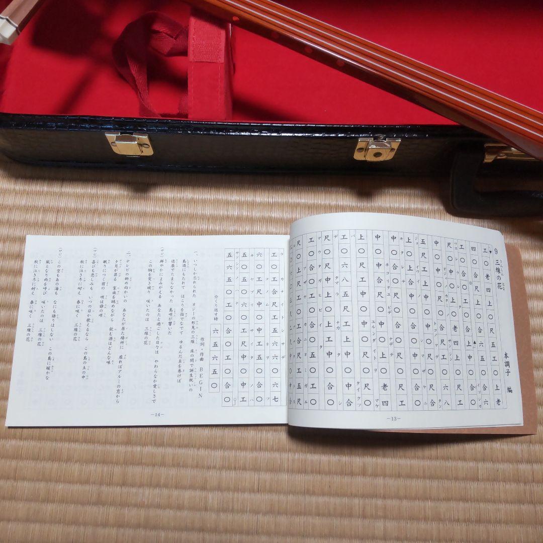 茶色の三線本体 蛇皮 3弦 スタンド付き