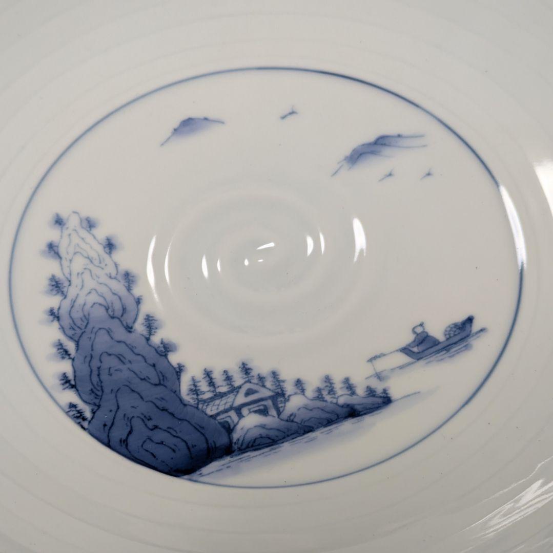 【有田焼 華山窯】染付 山水文 大皿 共箱付き 飾皿 26cm 新品未使用