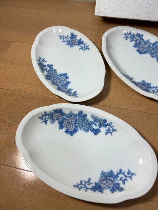 159 【超希少】深川製磁 『色絵菊牡丹』和皿 5客　時代物　未使用