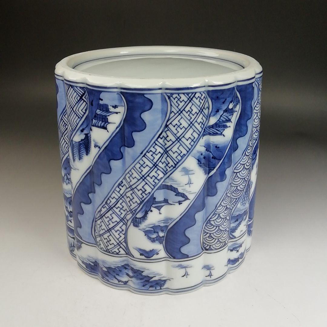 Ｗ３８０　水指　『染付　祥瑞文　一重口』『手塚祥堂 造』　共箱　茶道具