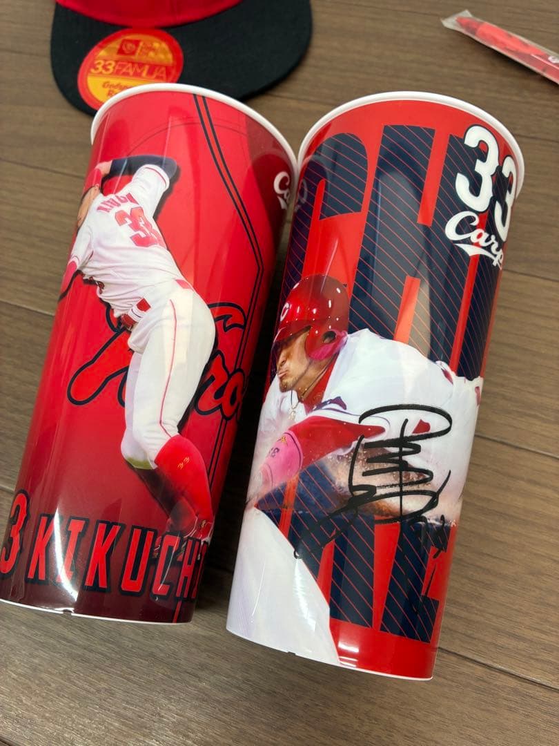 【未使用】広島東洋カープグッズ 菊池涼介 33キャップ、カップ、シャーペンセット