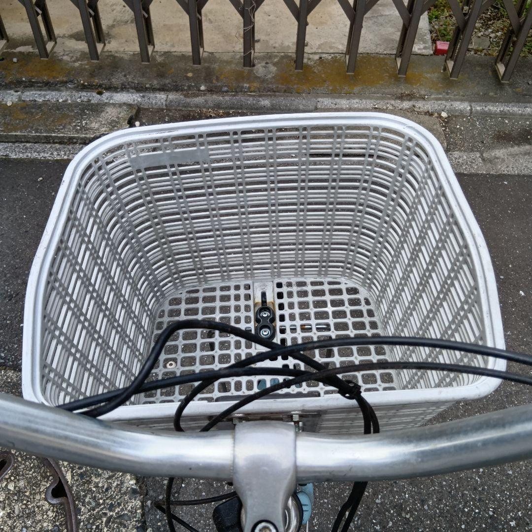 水色 電動アシスト自転車 前面バスケット付き