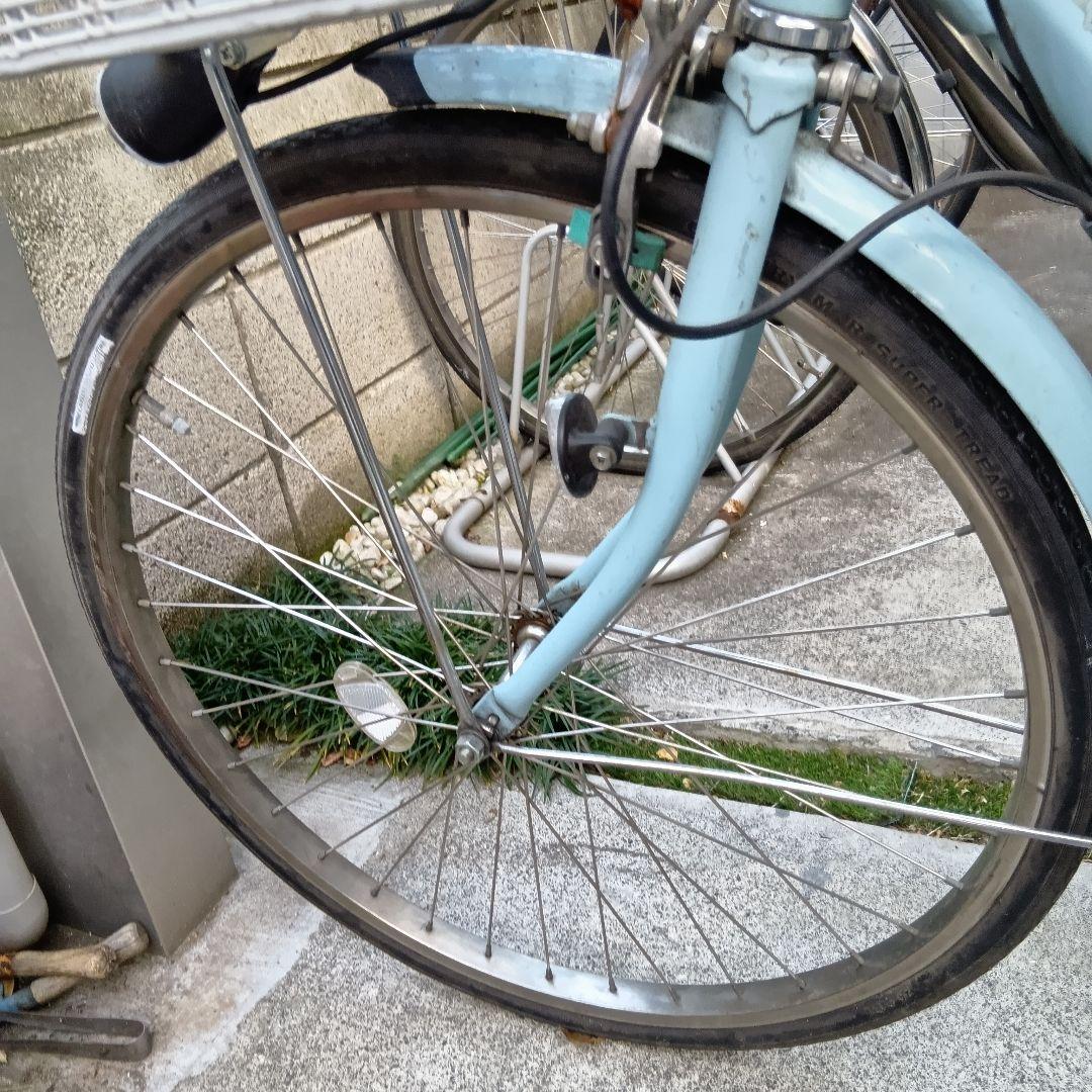 水色 電動アシスト自転車 前面バスケット付き