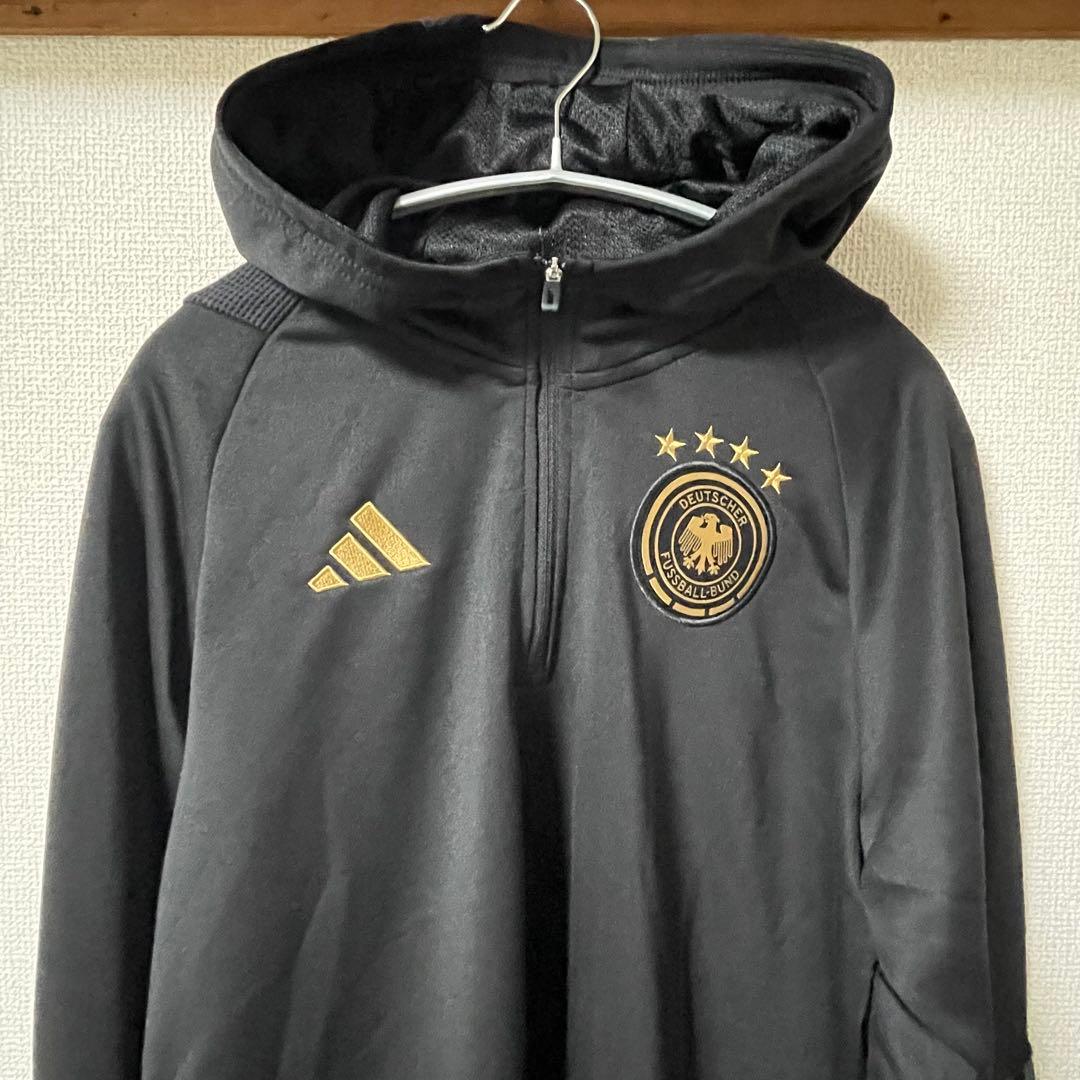 adidas アディダス　サッカー　ドイツ代表　パーカー　ハーフジップ　黒　L