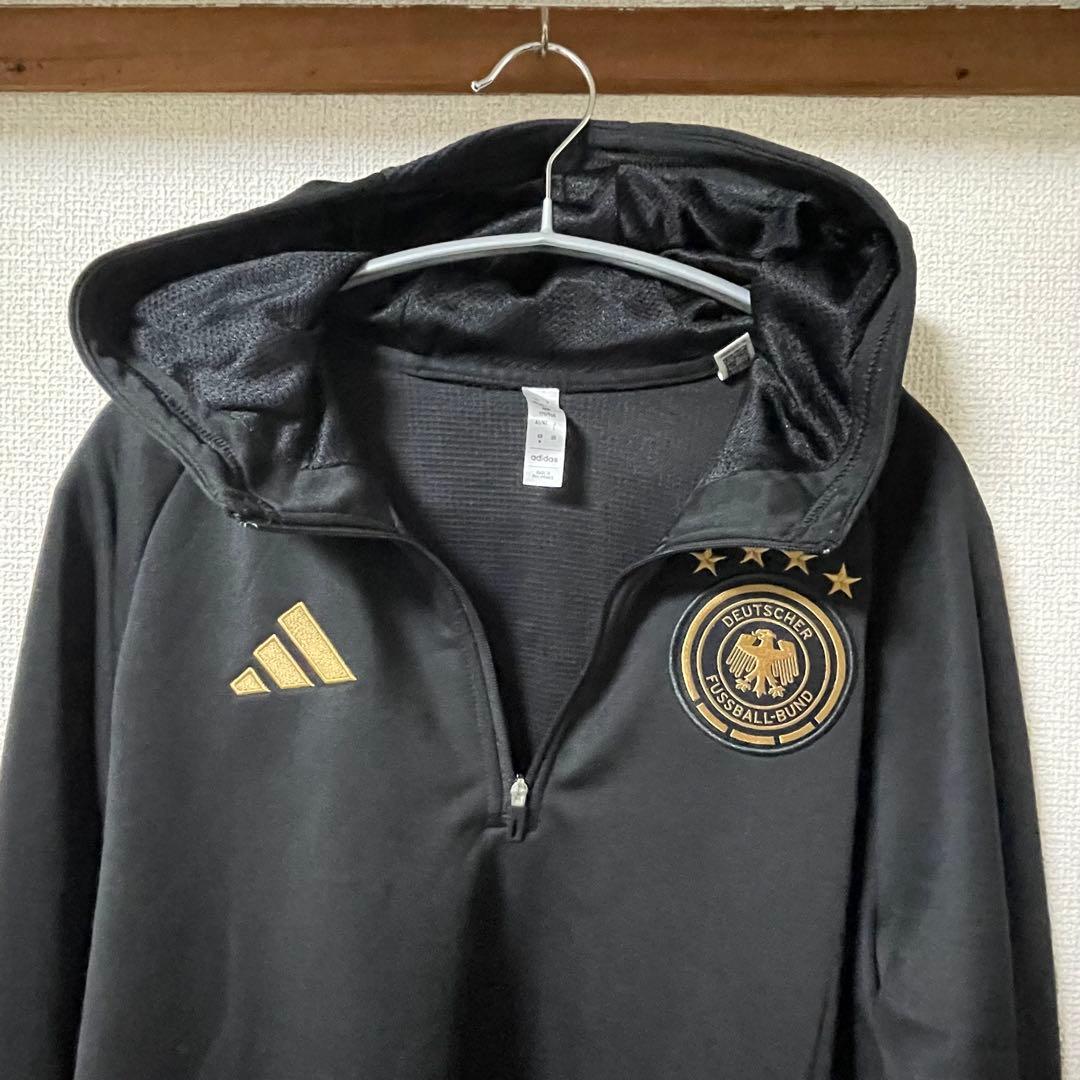 adidas アディダス　サッカー　ドイツ代表　パーカー　ハーフジップ　黒　L