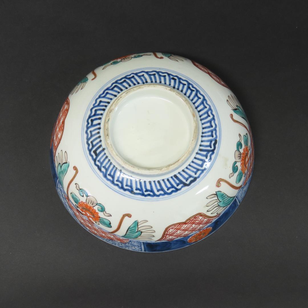 ⭕411 古伊万里 色絵錦手 三ツ鉢 菓子鉢 花鳥文 明治時代
