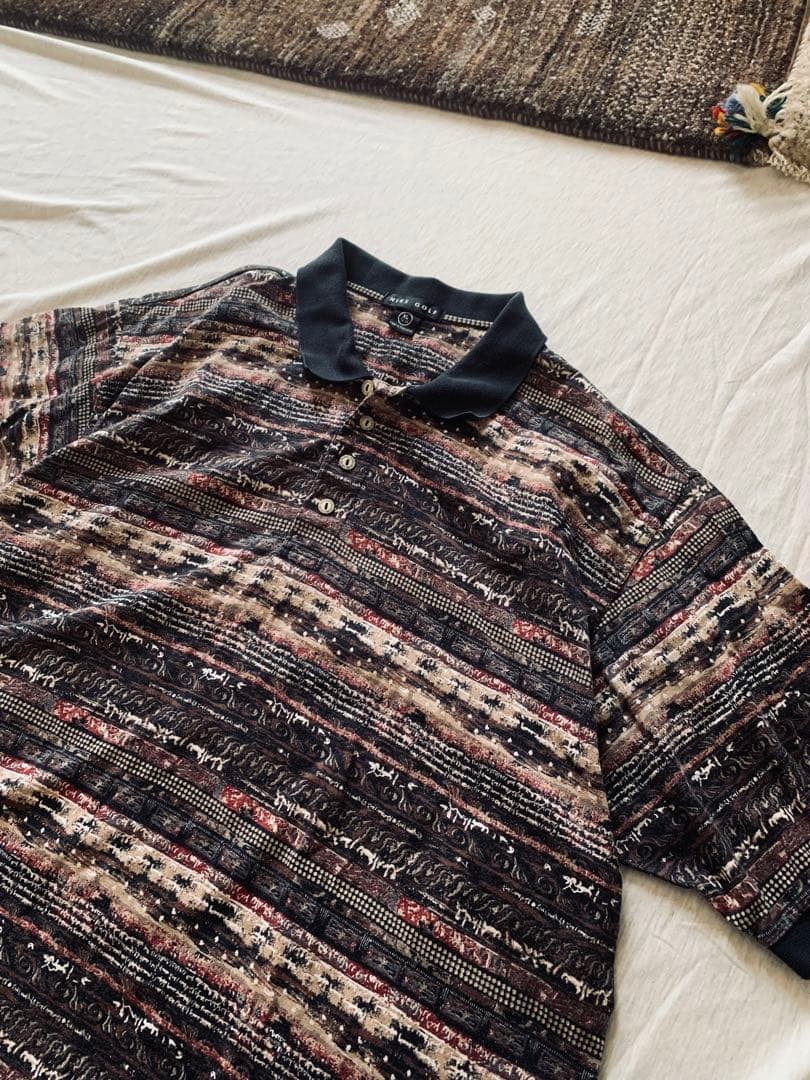 NIKE GOLF XL ストライプ柄ポロシャツ
