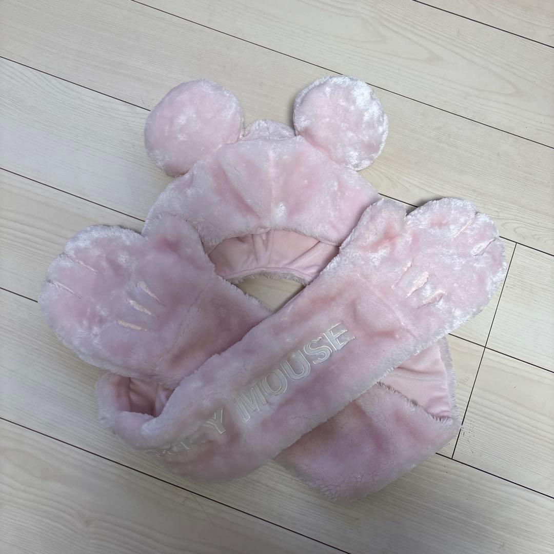 ディズニー　マフラーファンキャップ　ピンク