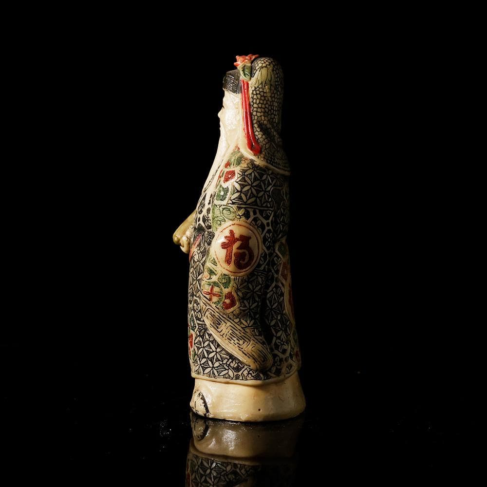 マンモスの牙風　賢人　精密色彩　桃寿　東洋彫刻　仏像　中国　古玩　美術品　七福神